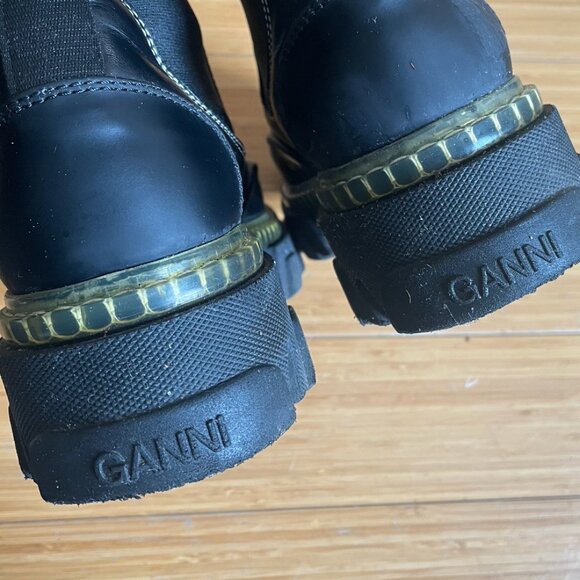 GANNI Mid-Calf Cleated Chelsea Boots - Picture 3 of 6